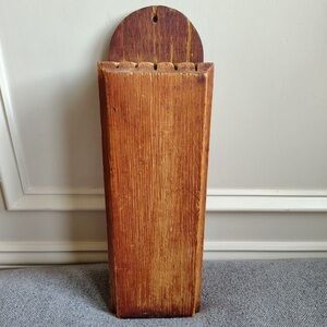 Vintage Wooden Wall-Mounted Knife Holder Brown Well Loved Primitive Farmhouse